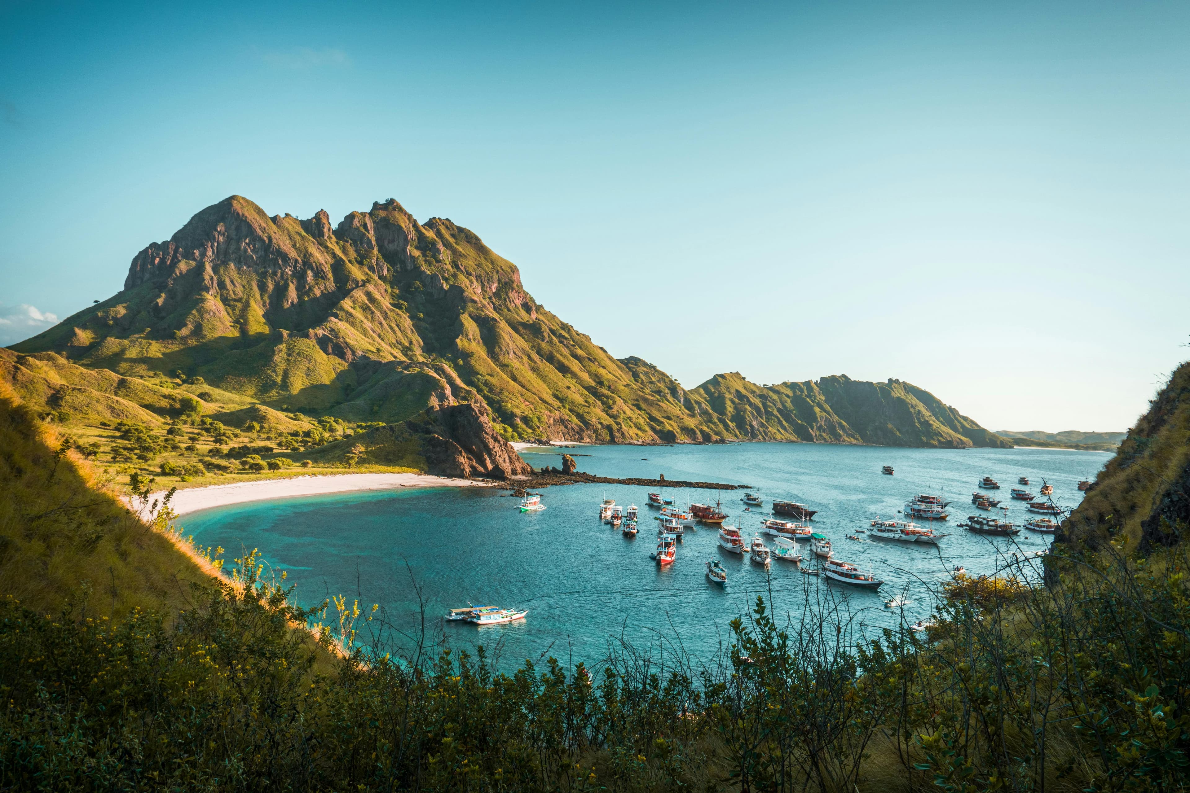 Scenic mountain landscape with greener travel elements